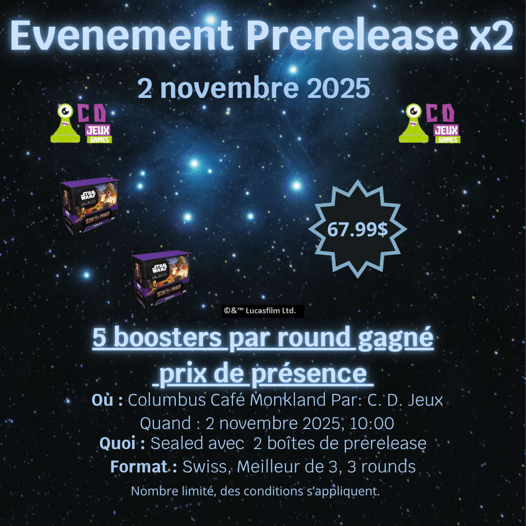 Star Wars Unlimited Prerelease Event x2 Secrets of Power