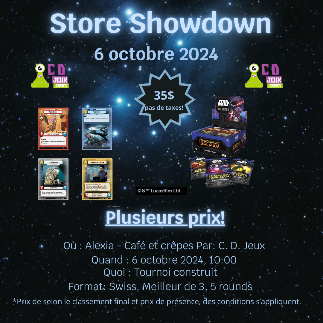 Billet pour le Star Wars Unlimited Store Showdown le 6 octobre